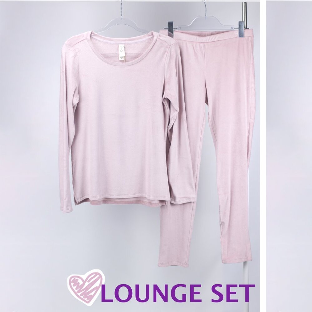 JESSICA SIMPSON | LONG SLEEVE FUZZY FLEECE 2PC LOUNGEWEAR | PINK PAJAMA SIZE M